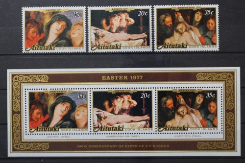 Aitutaki, MiNr. 251-253 + Block 14, postfrisch