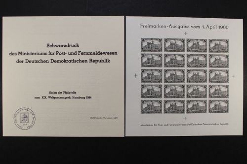 DDR, Schwarzdruck zum Salon der Philatelie, Hamburg 1984