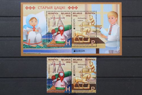Belarus, MiNr. 1059-1060 Paar + Block 121, postfrisch