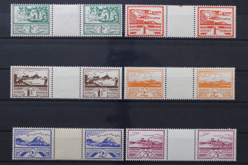 Jersey, MiNr. 3-8 y mit Zwischensteg, postfrisch