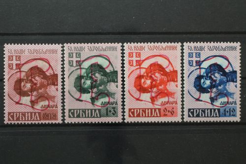 Serbien, MiNr. 54 + 55 Type IV und 56 + 57 Type A IV, postfrisch