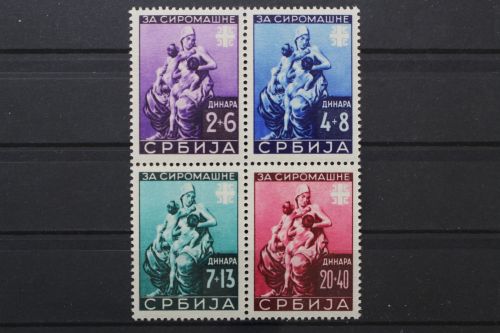 Serbien, MiNr. 82-85 als Herzstück, Hz 1, postfrisch