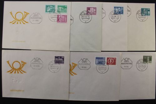 DDR, MiNr. 2483-2485, 2501, 2506, 2521, 2541, 2549-2550, 2561, FDC