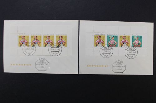 DDR, MiNr. H-Blatt 12 I A + 13 I A, FDC