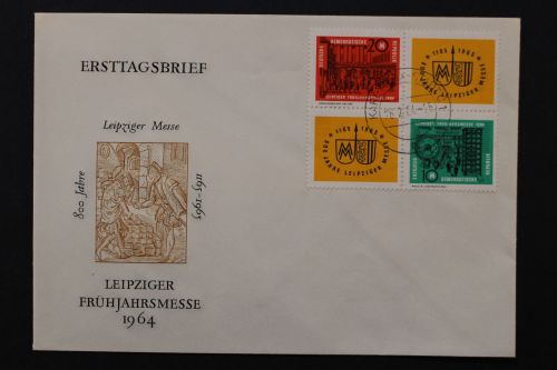 DDR, MiNr. 1012-1013 Viererblock, FDC