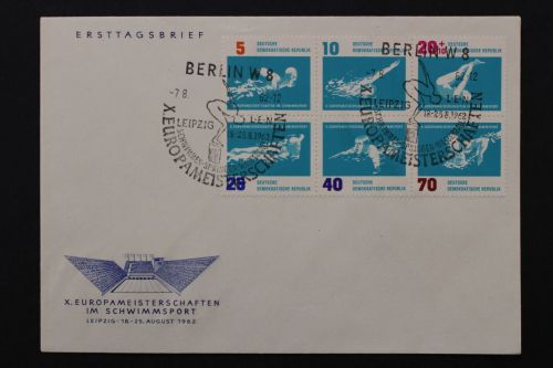 DDR, MiNr. 909-912 Sechserblock, FDC