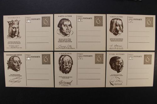 Deutsches Reich, MiNr. P 285 / 01-06, ungebraucht