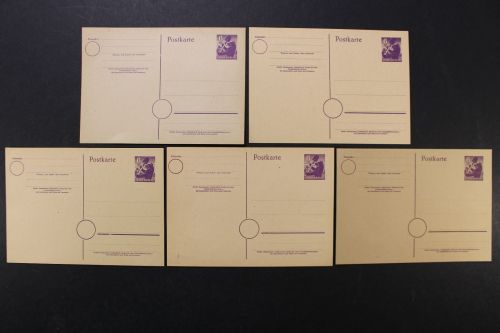 Sowjetische Zone, MiNr. P 4 a-e, ungebraucht