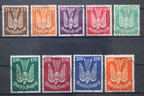 Deutsches Reich, MiNr. 210-218, gestempelt, geprüft Infla