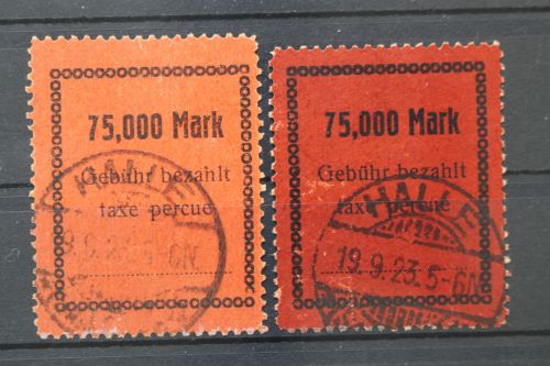 OPD Halle / Saale, 2 private Gebührenmarken, gestempelt