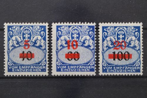Danzig Portomarken, MiNr. 40-42, Neugummi