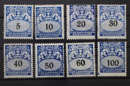 Danzig Portomarken, MiNr. 30-37, Neugummi