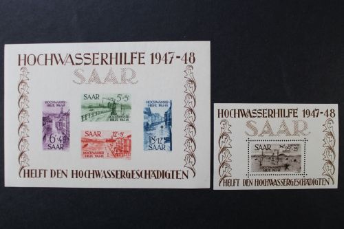 Saarland, MiNr. Block 1 + 2, Neugummi