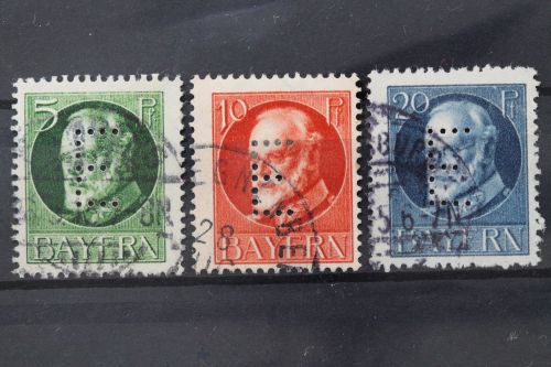 Bayern Dienstmarken, MiNr. 13-15, gestempelt, geprüft Infla