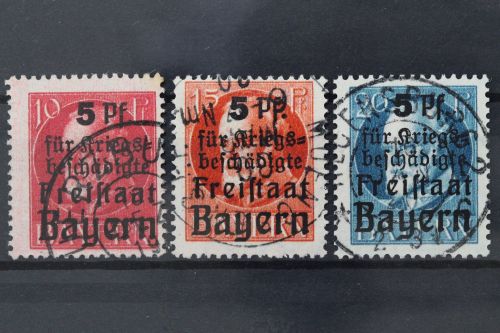 Bayern, MiNr. 171-173 A, gestempelt, geprüft Infla