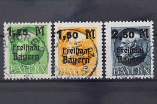 Bayern, MiNr. 174-176 A, gestempelt, geprüft Infla