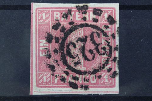 Bayern, MiNr. 3, gestempelt
