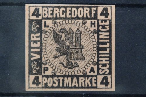 Bergedorf, MiNr. 5, Falz