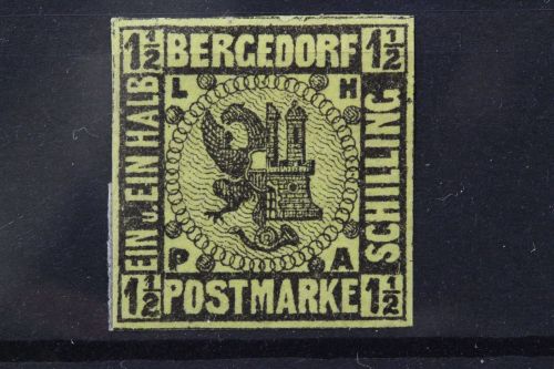 Bergedorf, MiNr. 3, Falz