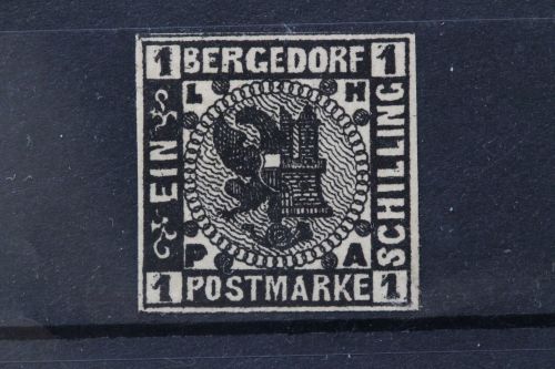 Bergedorf, MiNr. 2, Falz