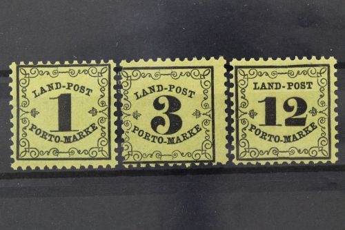 Baden Landpost-Portomarke, MiNr. 1-3, postfrisch