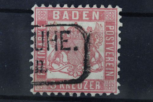 Baden, MiNr. 18, gestempelt