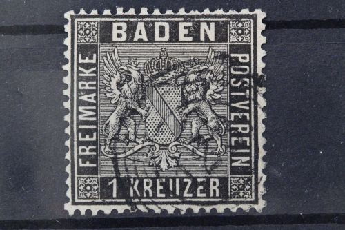 Baden, MiNr. 9, gestempelt