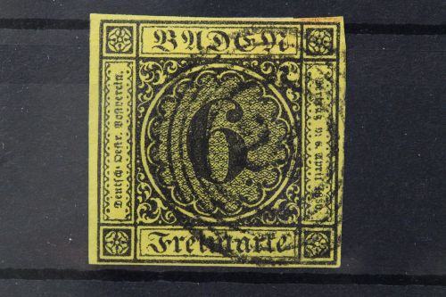 Baden, MiNr. 7, gestempelt