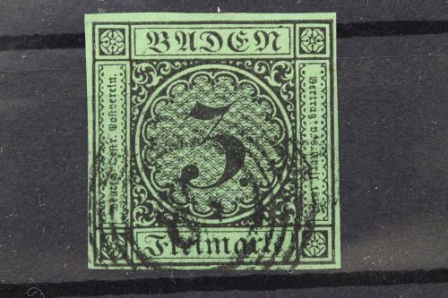 Baden, MiNr. 6, gestempelt