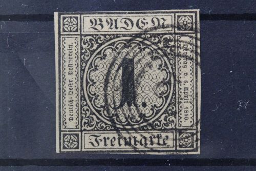 Baden, MiNr. 1 b, gestempelt