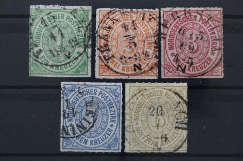 Norddeutscher Postbezirk, MiNr. 7-11, gestempelt