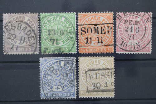 Norddeutscher Postbezirk, MiNr. 13-18, gestempelt