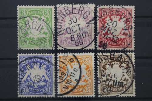 Bayern, MiNr. 54-59 B, gestempelt