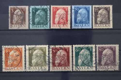 Bayern, MiNr. 76-85 Type II, gestempelt