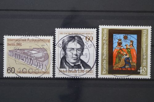 Berlin, MiNr. 649, 654 + 658 zentrisch Berlin 45, gestempelt