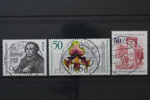 Berlin, MiNr. 601, 602 + 612 zentrisch Berlin 45, gestempelt