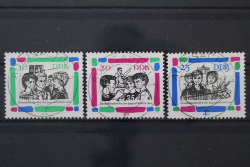 DDR, MiNr. 1022-1024 zentrisch Aue, gestempelt