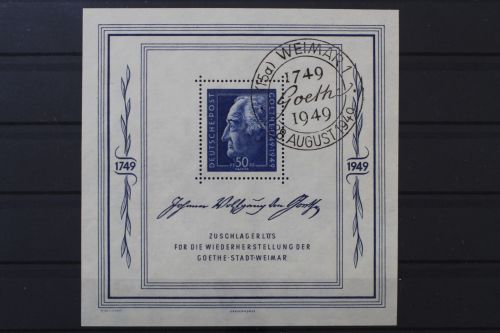 Sowj. Zone, MiNr. Block 6 SST Weimar Namenszug, gestempelt, BPP Signatur
