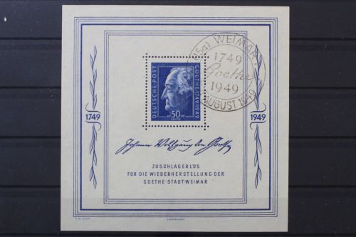 Sowj. Zone, MiNr. Block 6 SST Weimar Namenszug, gestempelt, BPP Signatur
