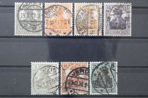 Deutsches Reich, MiNr. 98-104, gestempelt