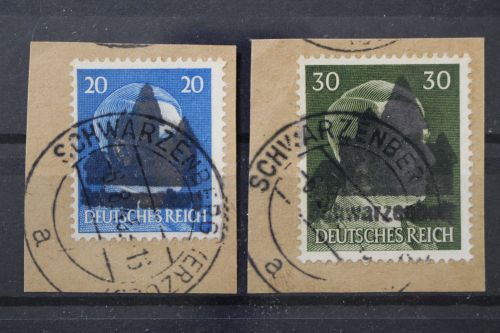 Schwarzenberg, MiNr. 11 II + 14 II, Briefstücke