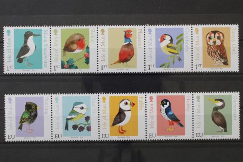 Isle of Man, Vögel, MiNr. 2128-2137 Fünferstreifen, postfrisch