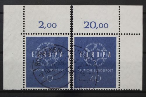 Deutschland (BRD), MiNr. 321 Ecke links und rechts oben, gestempelt