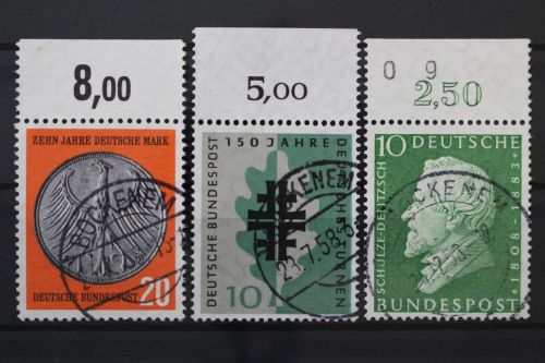 Deutschland (BRD), MiNr. 291, 292 + 293 Oberränder, gestempelt