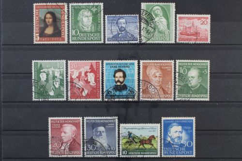 Deutschland (BRD), MiNr. 148-161, Jahrgang 1952, gestempelt