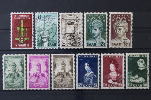 Saarland, MiNr. 368-378, Jahrgang 1956, gestempelt