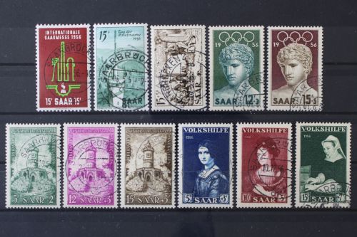 Saarland, MiNr. 368-378, Jahrgang 1956, gestempelt