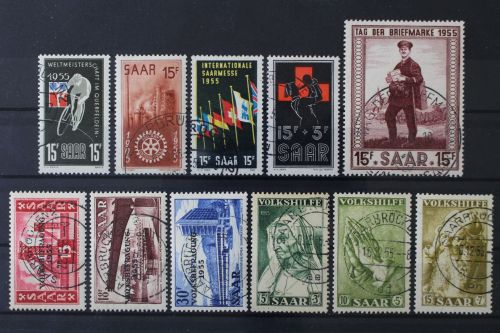 Saarland, MiNr. 357-367, Jahrgang 1955, gestempelt