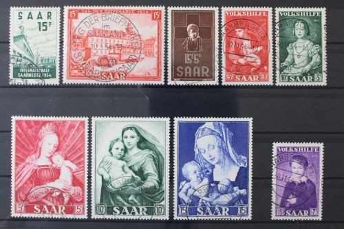Saarland, MiNr. 348-356, Jahrgang 1954, gestempelt