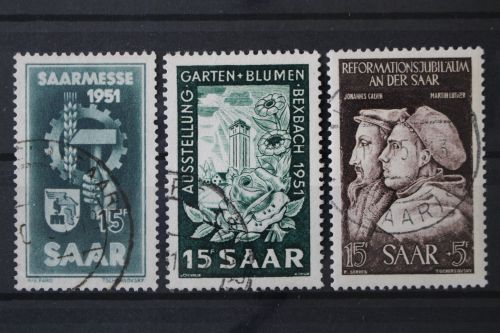 Saarland, MiNr. 306, 307 + 308, gestempelt